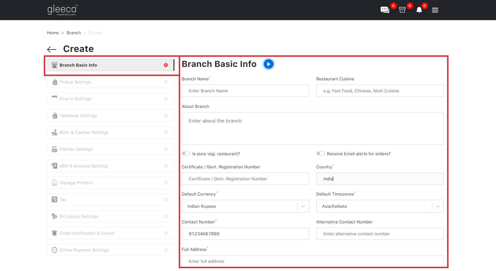 Basic Branch Info
