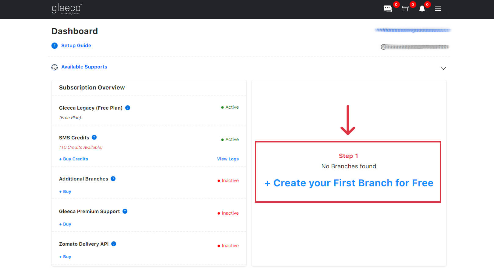 Step 2 - Creating Your First branch for free