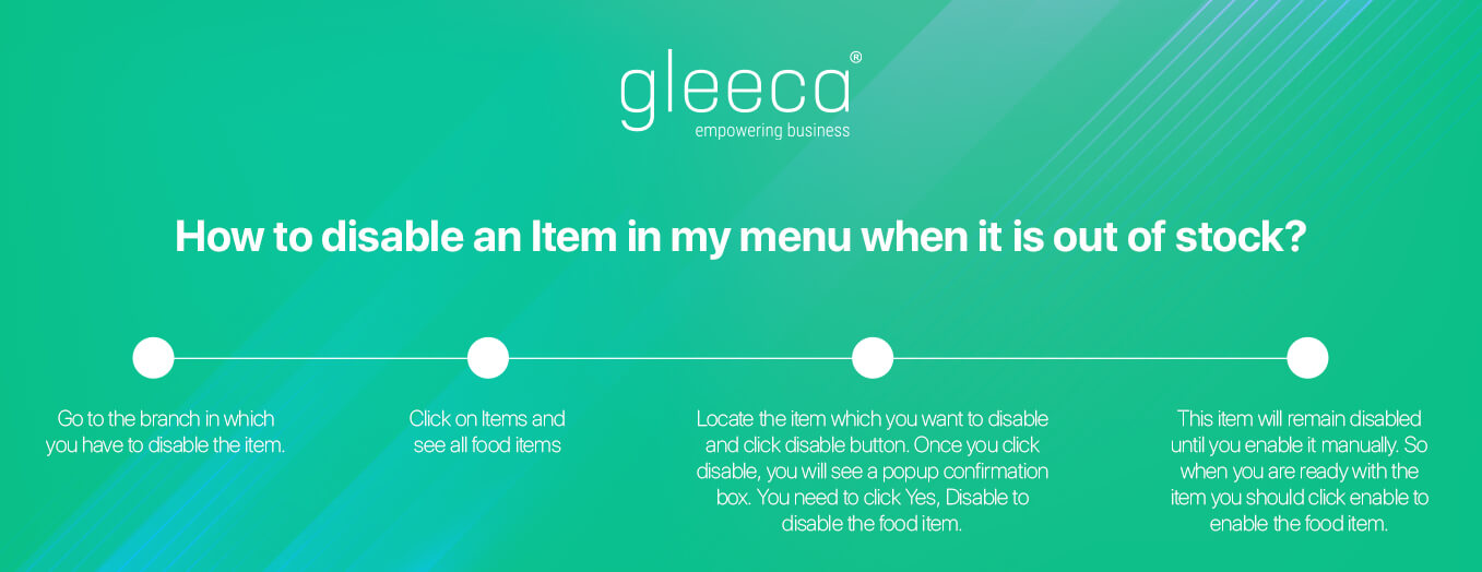 How to disable an Item in my menu when it is out of stock? - Gleeca
